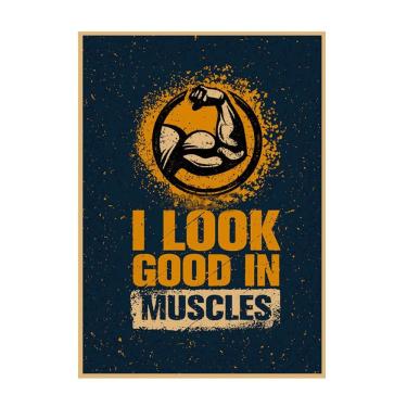 Imagem de Poster Gym Retro Kraft Paper Motivational 20x30cm de ferro