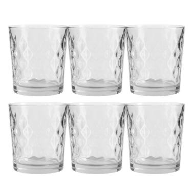 Imagem de Jogo 6 Copo De Vidro Transparente Para Whisky Diamond 360ml Em Casa Tem
