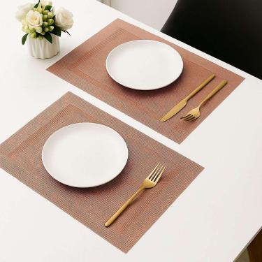 Imagem de Jogo 2 Lugar Americano Retangular Mesa Pvc Rose Executivo 30x45cm Em Casa Tem