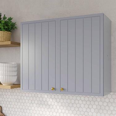 Imagem de Armário Aéreo 2 Portas 80cm Marselha Cabecasa Madeiraoriginals Azul Sereno
