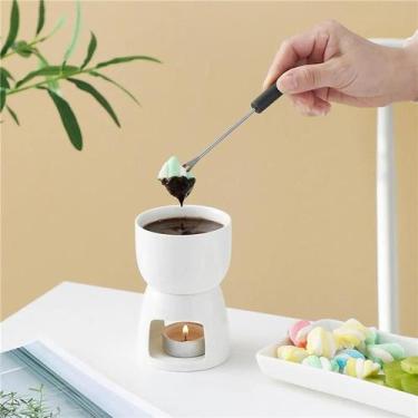 Imagem de Panela De Fondue De Chocolate Em Cerâmica De Porcelana Com Aquecedor a