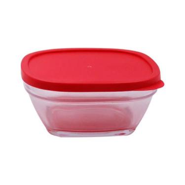 Imagem de Pote Vidro 680ml Marmita Retangular Tampa Freezer Cozinha Transparente