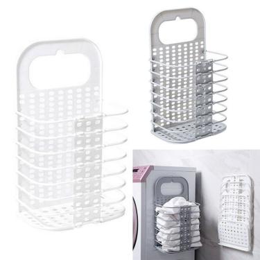 Imagem de Cesto Organizador Multiuso Dobravel De Parede Plastico Cesta - Armazenar Utensílios De Lavanderia, Cozinha Ou Banheiro
