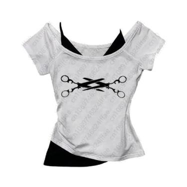 Imagem de Camiseta Feminina Y2K Millennium Slimming Harajuku Retro De Manga Curt