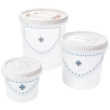Imagem de Conjunto porta mantimentos Decora rosca 3 peças marmorizado Plasutil r