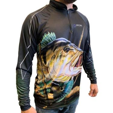 Imagem de Camisa de Pesca Proteção Solar UV Tucunaré Azul - Oficial da Pesca-Unissex