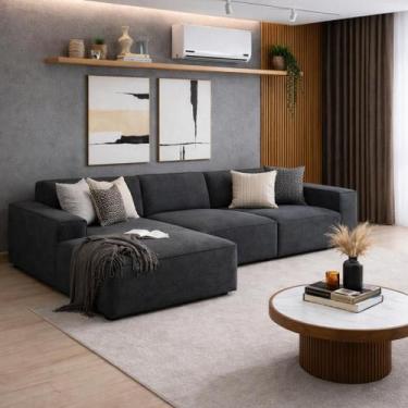 Imagem de Sofá 3 lugares 2,75m Bouclê com Chaise CompactAir - Balaqui - Balaqui 