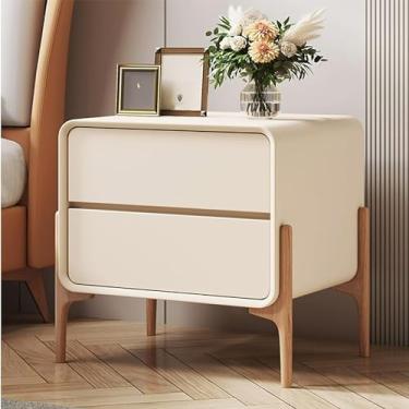 Imagem de Mesa de cabeceira de quarto pequeno com gaveta dupla moderna e minimalista, prateleira...