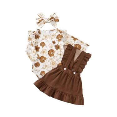 Imagem de Conjunto De Saia Marrom Para Bebê Menina Com Blusa De Manga Longa Esta