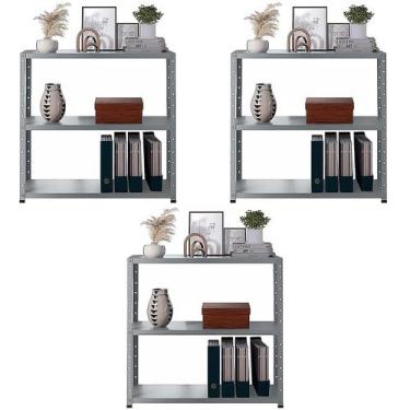 Imagem de 3 Estante Para Sala Almoxarifado Escritório Estoque Cozinha Com 3 Band