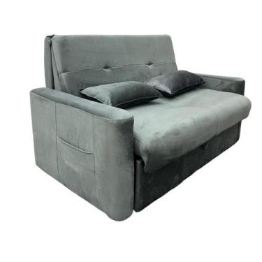 Imagem de Sofá Cama 2 Lugares 1,40m com Almofadas Dani - Matrix, Cinza