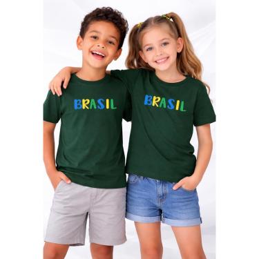 Imagem de Camiseta Infantil Brasil 100 Algodão Conforto Estilo e Orgulho Nacional Copa Seleção Torcedor-Unissex