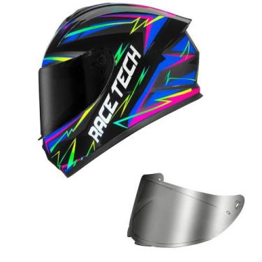 Imagem de Capacete Race Tech Hit Spark Preto e Cinza Mais Viseira Prata Tamanho: