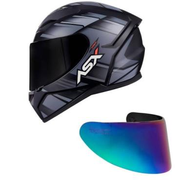 Imagem de Capacete ASX City Start Preto e Cinza Fosco Mais Viseira Camaleão Tama