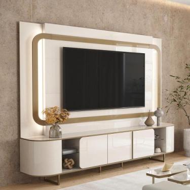 Imagem de Estante Home Atlanta para TV até 75 com LED Cantos Arredondados e Pés 