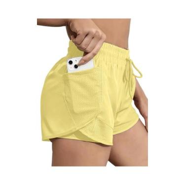 Imagem de Shorts Esportivos Elásticos Femininos Com Bolsos, Leggings De Yoga, Sh