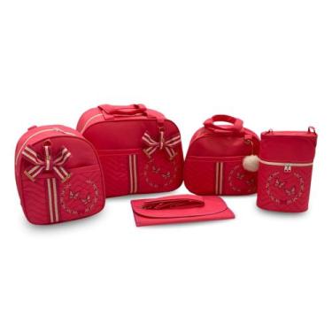 Imagem de Kit Bolsa Maternidade 5 Peças Grande Impermeável + Mochila + Trocador 