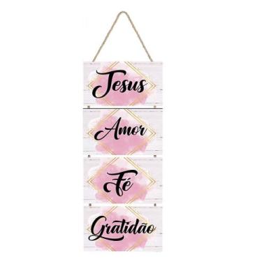 Imagem de Placa decorativa  com frase Jesus, amor, fé Gratidão PL115 - Cair de P