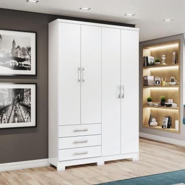 Imagem de Guarda Roupa Solteiro 04 Portas 03 Gavetas City Henn Branco