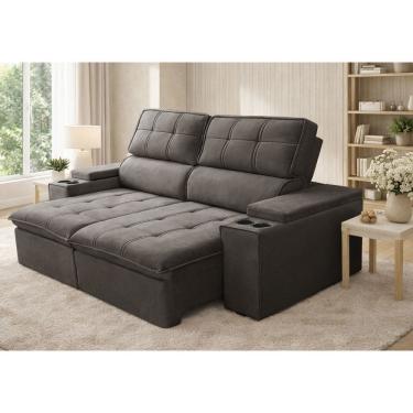 Imagem de Sofa 3 Lugares Retratil Reclinavel 210cm Veludo USB Pluma Ferguile