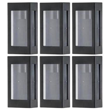 Imagem de Conjunto 6 Arandelas Externas Pretas Prime Luminária Bivolt de Parede 
