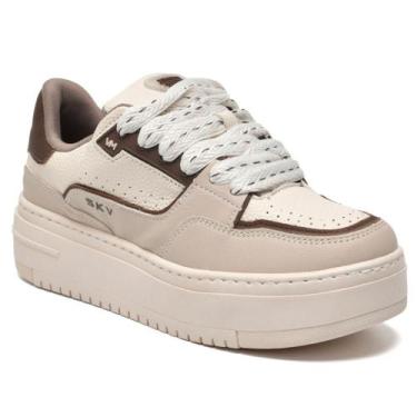 Imagem de Tênis Casual Feminino Via Marte 306-005-22, Creme, 36