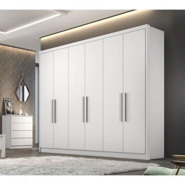 Imagem de Guarda Roupa Casal 100% Mdf 6 Portas 8 Gavetas - Linea-branco - Móveis Novo Horizonte