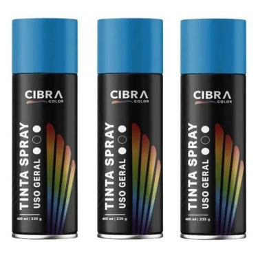 Imagem de Kit 3 Tinta Spray Uso Geral Azul Escuro 400ml Cibra