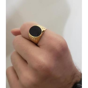 Imagem de Anel Masculino Com Pedra Redonda Resinado -  Ônix - Gold Gazz, 27