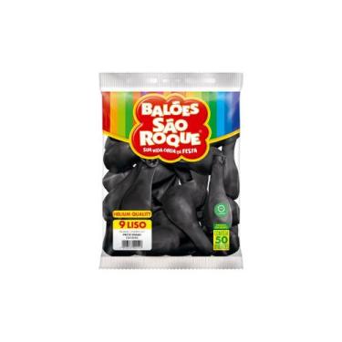 Imagem de Balão Liso Tam 9 Tradicional 50 Un São Roque -, Preto