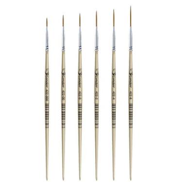 Imagem de Kit 6 Pincel Redondo Liner SintÉTico Konex Ocre Cabo Curto 422 Condor