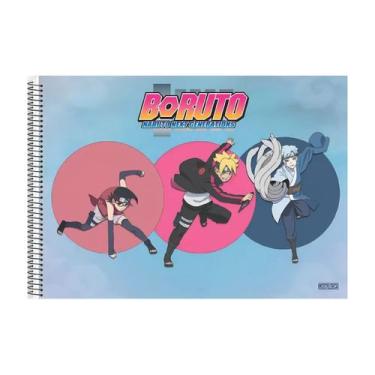 Imagem de Caderno desenho espiral capa dura 60 folhas Boruto São Domingos, Azul 
