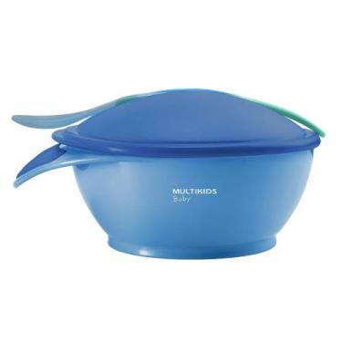 Imagem de Prato Fundo com Colher Termossensível Funny Meal Azul Multikids Baby -