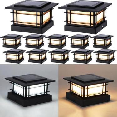 Imagem de Luzes solares para tampas de poste Dynaming, 12 unidades, 12 cm, preta