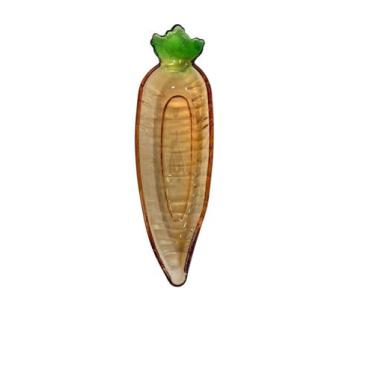 Imagem de Petisqueira Decorativa Vidro Cenoura Laranja/Verde 26,5x6,5x4cm - Crom