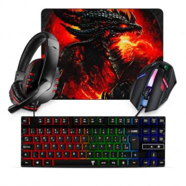 Imagem de Kit Gamer Completo Teclado Semi Mecânico RGB Mouse 2400 DPI Headset com Microfone e Mouse Pad