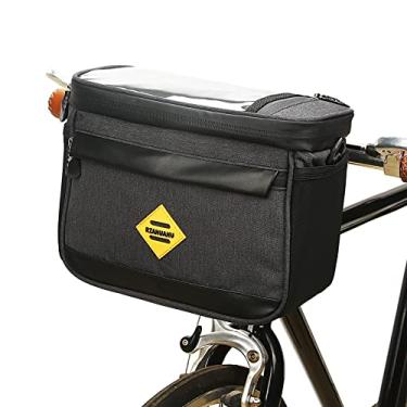 Imagem de yeacher Bolsa térmica isolada para bicicleta para ciclismo Bolsa para guiador resistente à água para bicicleta Bolsa para bicicleta frontal Bolsa com suporte para telefone de bicicleta