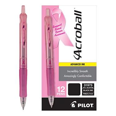 Imagem de PILOT Caneta esferográfica Acroball Colors Advanced Ink recarregável e retrátil, ponta fina, tinta preta, pacote com 12 (31973)