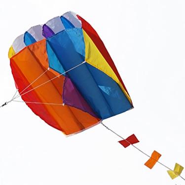 Imagem de Besra Colorful Parafoil Kite com cauda longa fácil de voar esportes divertidos para crianças e adultos, 20inch