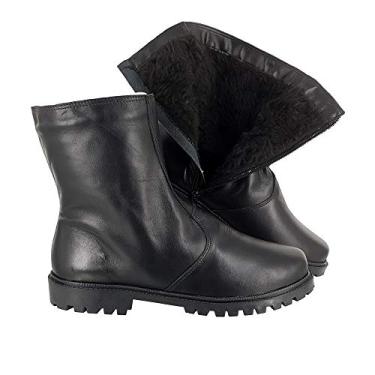 Imagem de Bota Masculina Neve 100% Lã Pelo Couro Legítimo Impermeável Inverno AM1003M Cor:1-Preto;Tamanho:41