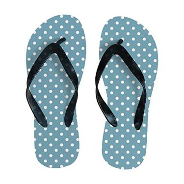 Imagem de Chinelo feminino fino azul e branco bolinhas sandálias de verão praia confortáveis chinelos de viagem para homens e mulheres, Multicor, 10-11 Narrow Women/8-9 Narrow Men