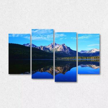 Imagem de Quadro Paisagem De Montanha Escritório Em Tecido 4 Peças 1