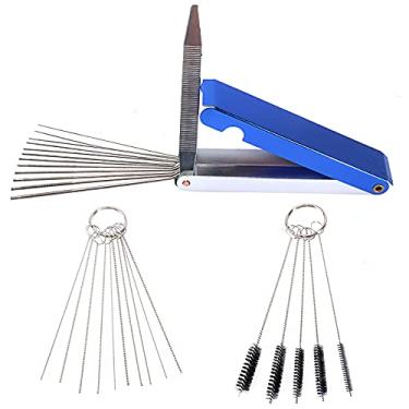 Imagem de Conjunto de 13 fios de limpeza QAZAKY + 10 agulhas de limpeza + 12 pincéis de tubo de nylon kit de ferramentas para bocais de jato de carbono orifício de gás carburador de motor motosserra de irrigaçã