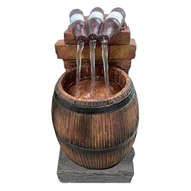 Imagem de Fzd Sweet - Garrafa de Vinho de Resina e Barril Fonte ao Ar Livre, Estátua do Jardim da Fonte com Bomba de Água, Marrom