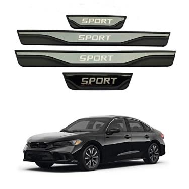 Imagem de GZBFTDH Proteção de Peitoril Soleira da Porta, para Honda Civic 2022 Carro Acessórios, Aço Inoxidável Kick Plate Guard de Pedal de Limiar Protetor, Peças para Automóveis
