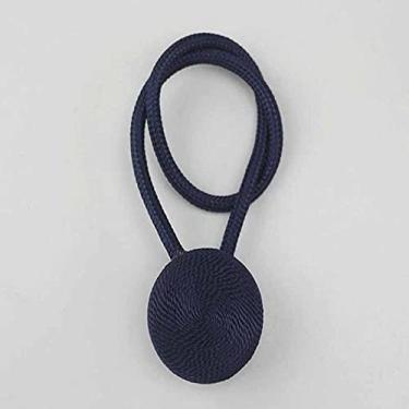 Imagem de 2 peças prendedor magnético para cortinas de pérolas suporte de cortinas de bolas de amarração para decoração de casa fivela de bola pendurada para amarrar acessórios de quarto, azul escuro, 45,50 cm