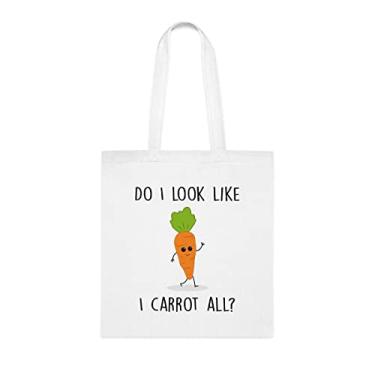 Imagem de Sacola Do I Look Like I Carrot, presente de cenoura, bolsa de ombro de cenoura, sacos reutilizáveis de cenoura, ideia de de Natal, Branco