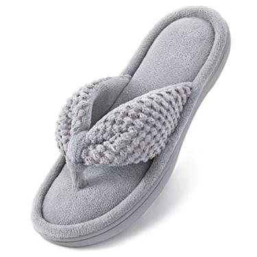 Imagem de Pantufas femininas Ultraideas de espuma viscoelástica com forro felpudo aconchegante, bico aberto, sandálias de spa, mulas, sapatos femininos para usar em casa com sola de borracha