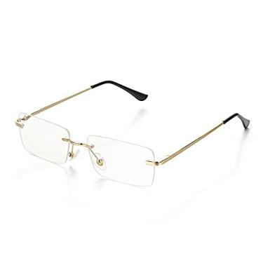 Imagem de Óculos de sol sem aro retangulares da moda, óculos vintage quadrados, design de luxo, armação retrô, unissex, óculos gradientes, óculos UV400, 11,A