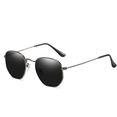 Imagem de Óculos de sol polarizados clássicos masculinos retro reflexivo óculos de sol feminino quadrado armação de metal óculos gafas lunette de soleil feminino, c02 preto cinza, china
